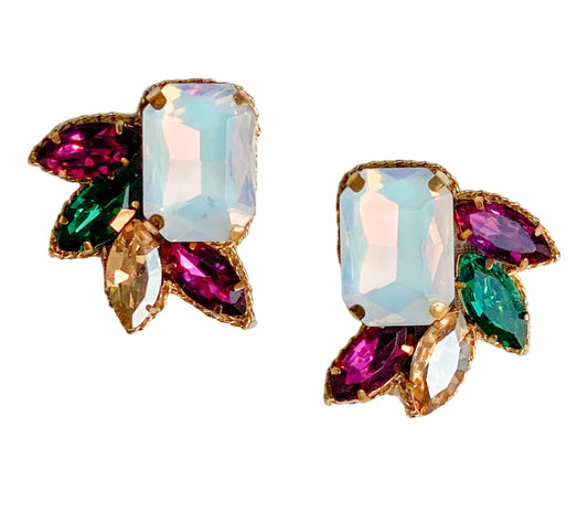 Jade Stud Mardi Gras Earrings