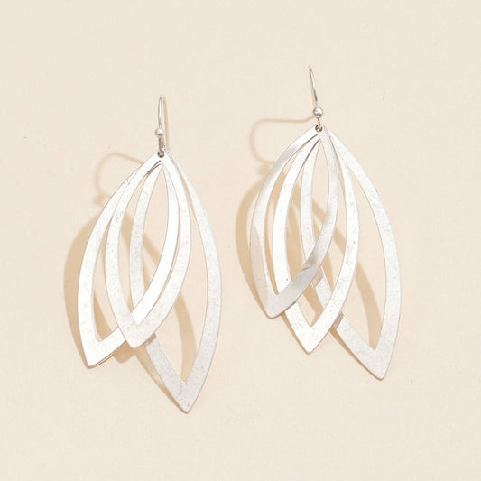 Elegant Layered Leaf Metal Earrings in Multi Tones