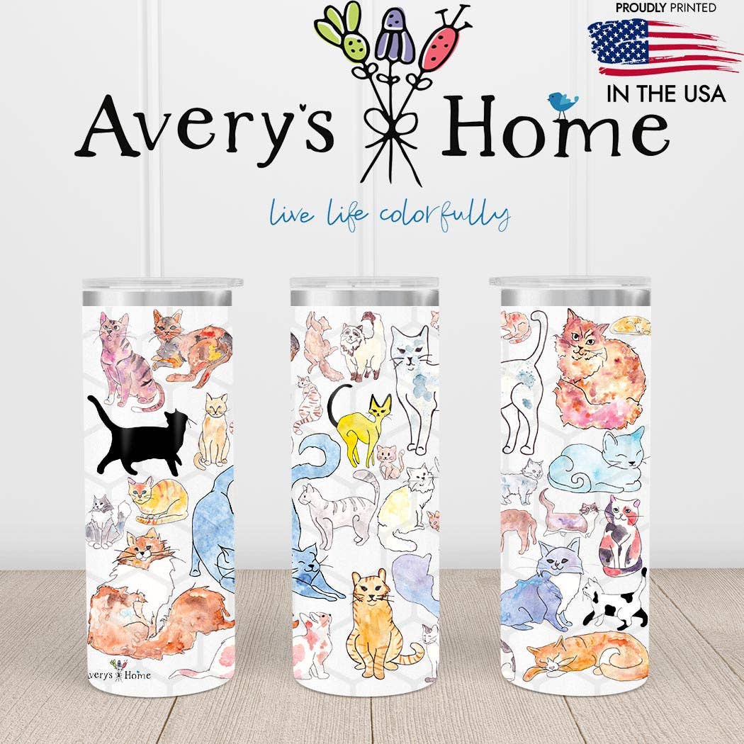 Cat Breeds Artwork Animal Pet Gift 20 oz USA Skinny Tumbler