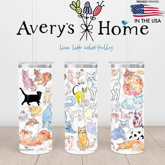 Cat Breeds Artwork Animal Pet Gift 20 oz USA Skinny Tumbler