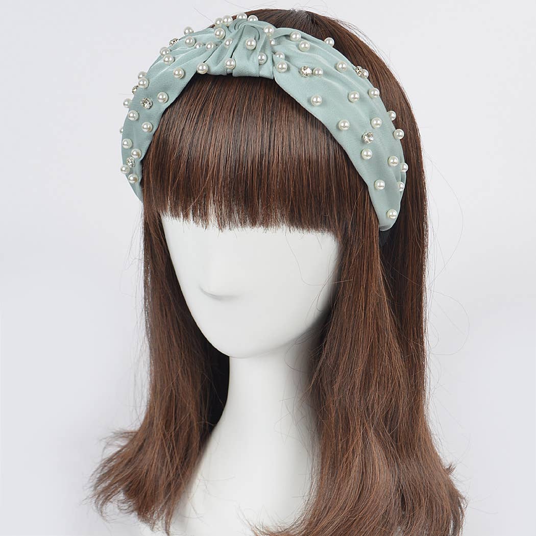 Ribbon Hairband With Pearl&Stone
