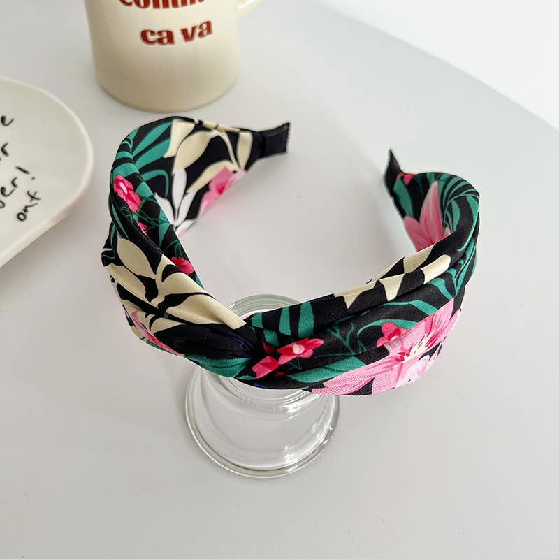Tropical Floral Twist Headband