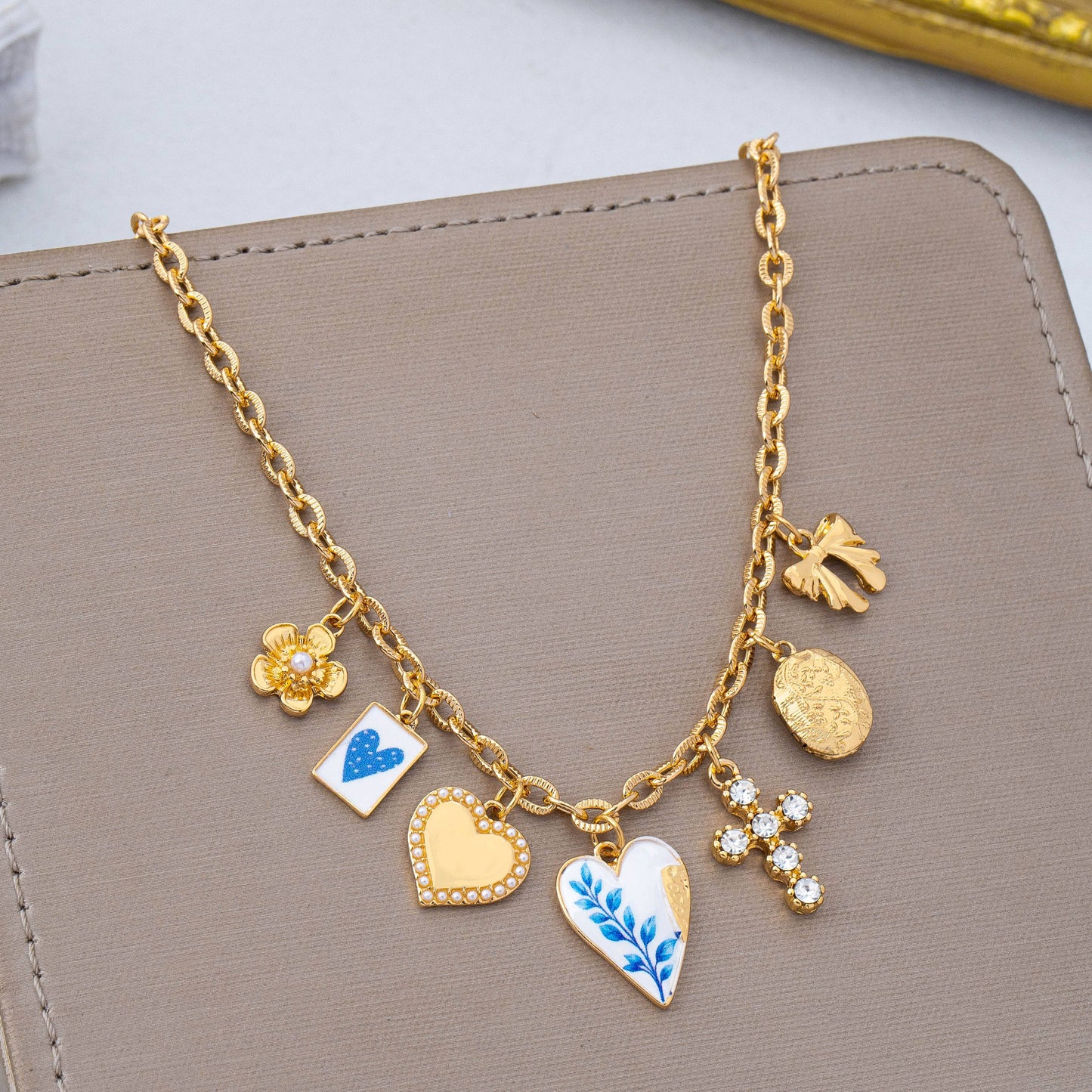 Vintage Coquette Multi-Charm Link Necklace