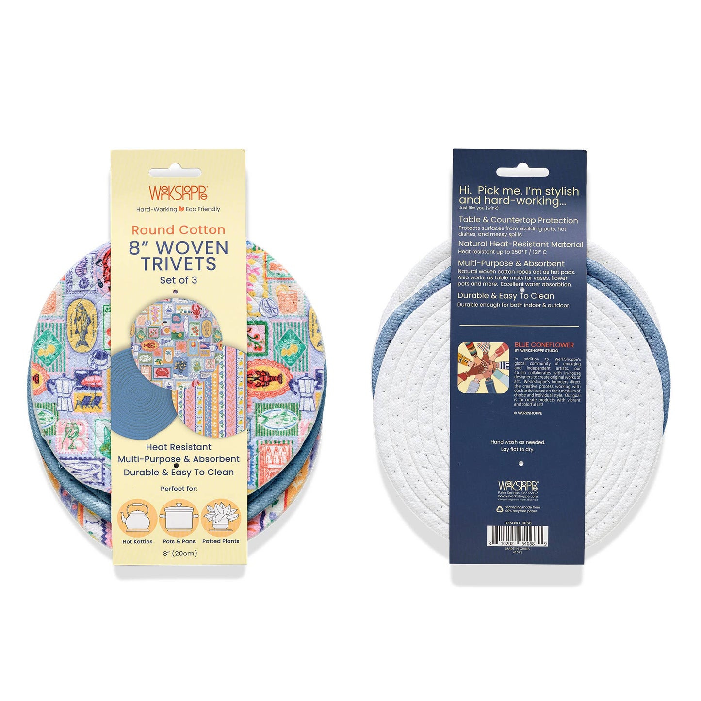 Mediterranean Summer Cotton Kitchen Trivets, Pot Holders