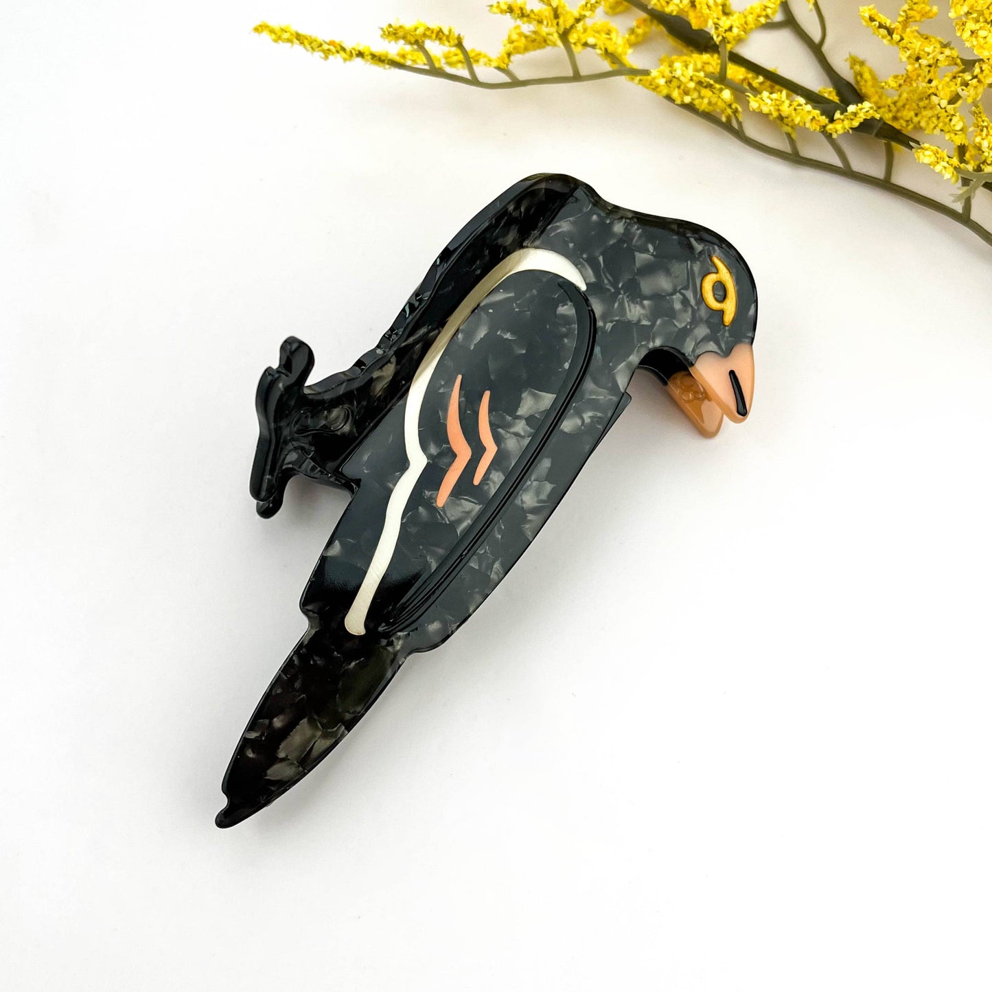Moonlit Raven Acetate Hair Claw – Mysterious Gaze