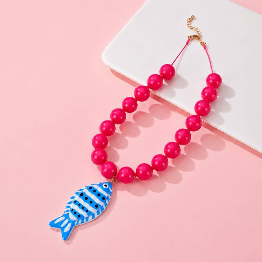Fish Pendant Beaded Necklace
