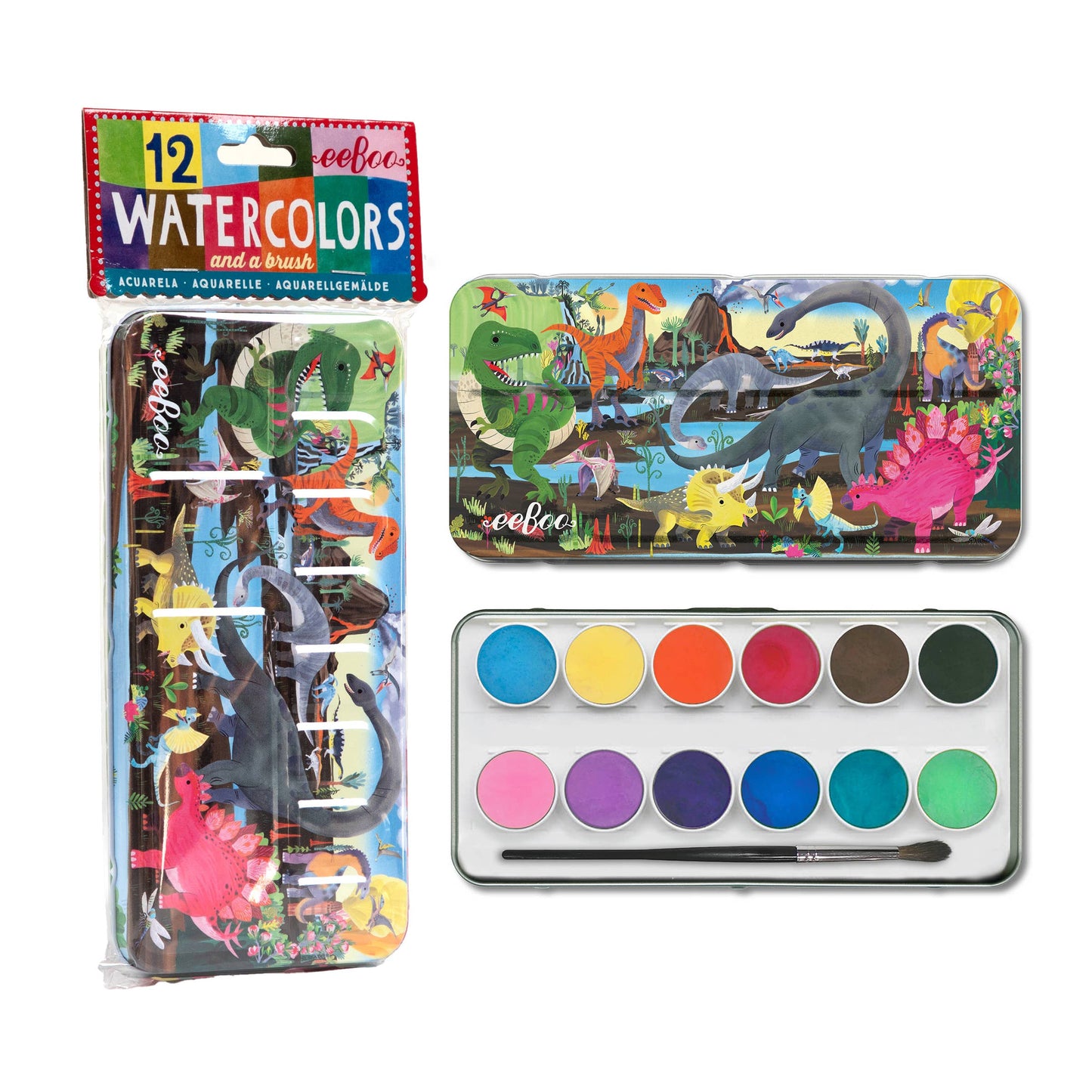 Dinosaur 12 Watercolor Paint Set
