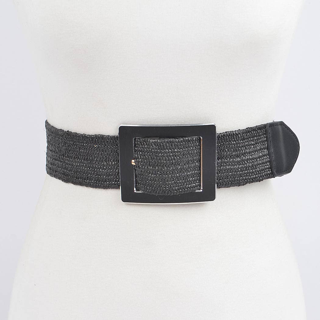 Rectangle Metal Buckle Elastic Belt