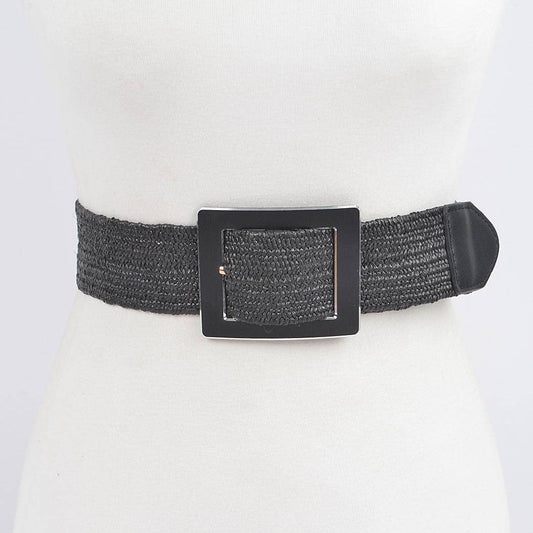 Rectangle Metal Buckle Elastic Belt