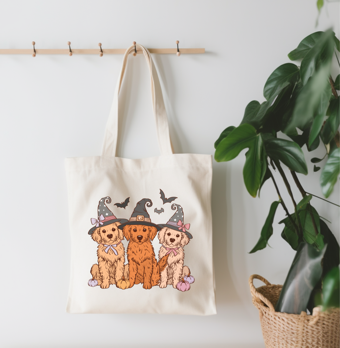 Witch Dog Halloween Tote