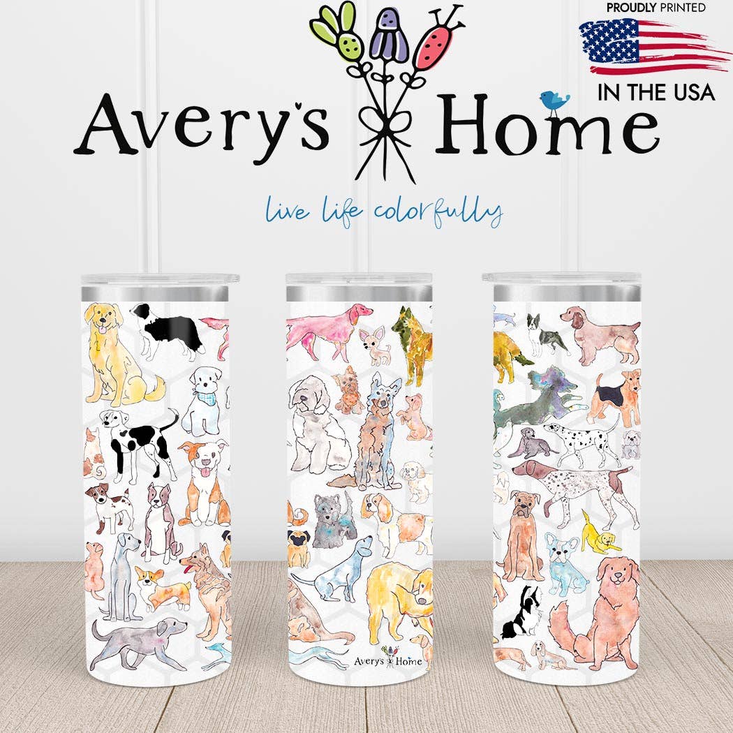 Dog Breeds Artwork Animal Pet Gift 20 oz USA Skinny Tumbler
