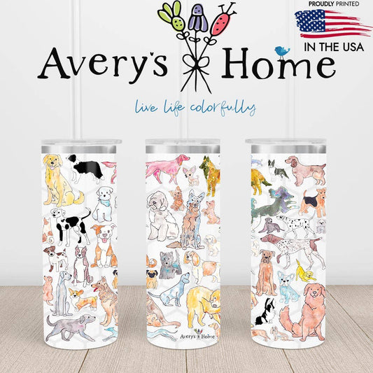Dog Breeds Artwork Animal Pet Gift 20 oz USA Skinny Tumbler