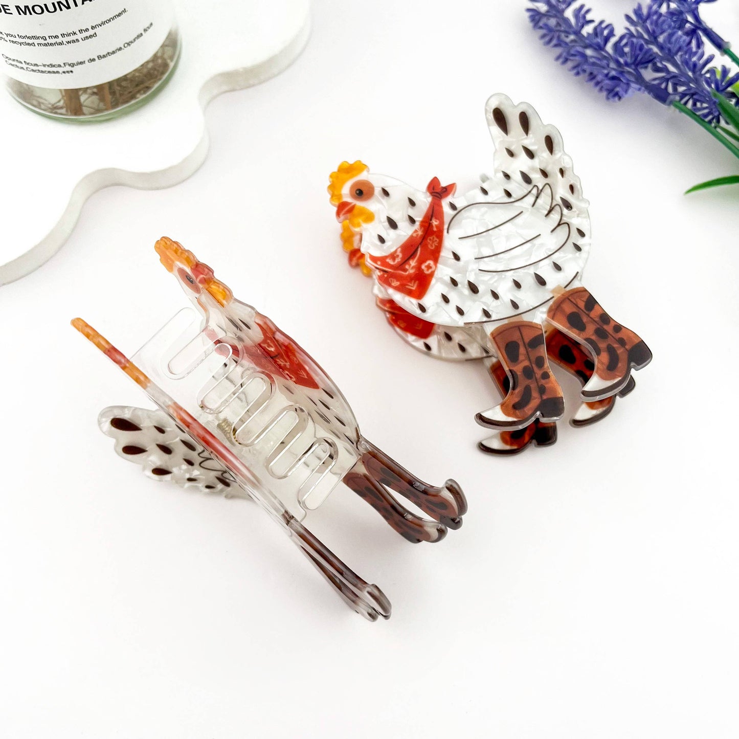 Cowboy Chicken Hair Claw Clip