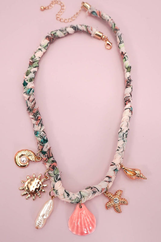 SCARF CHARM NECKLACE-STARFISH  SEASHELL SUN