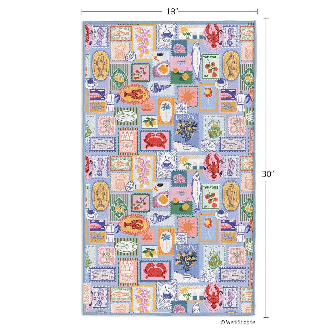 Mediterranean Summer Microfiber Kitchen Towel