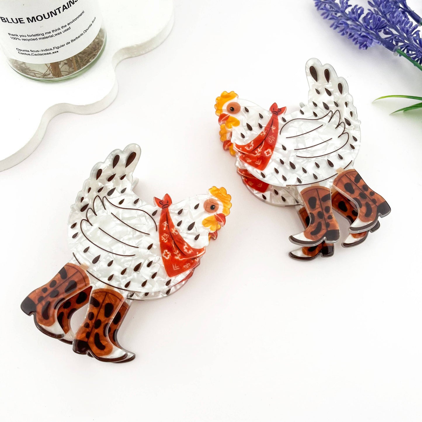Cowboy Chicken Hair Claw Clip