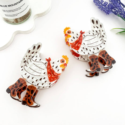 Cowboy Chicken Hair Claw Clip