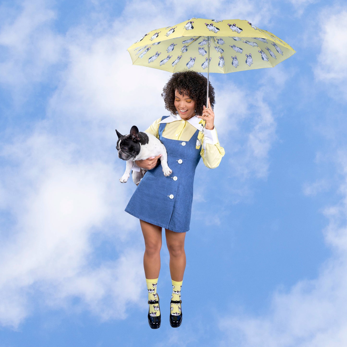 Coucou Suzette Collab - Yellow and Black Frenchie Duck-Head Umbrella