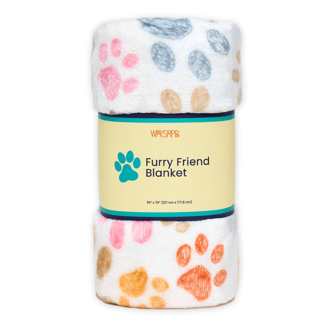 Paw Print Pet Fleece Blanket, Cat and Dog Friendly Throw