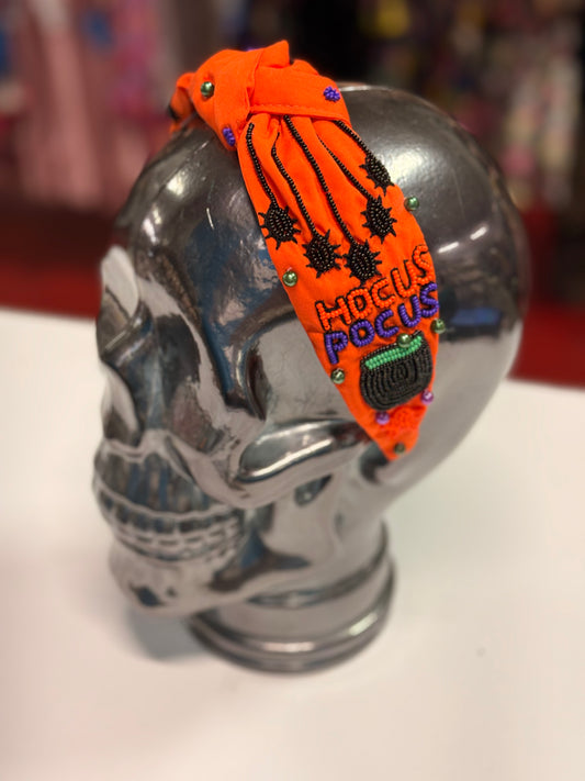 Hocus Pocus Halloween Top Knot Beaded Headbands