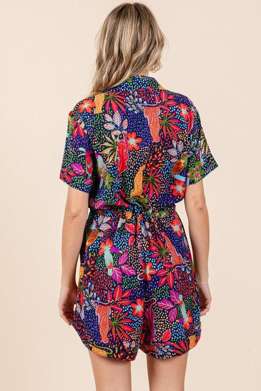 Print Button-Up Romper