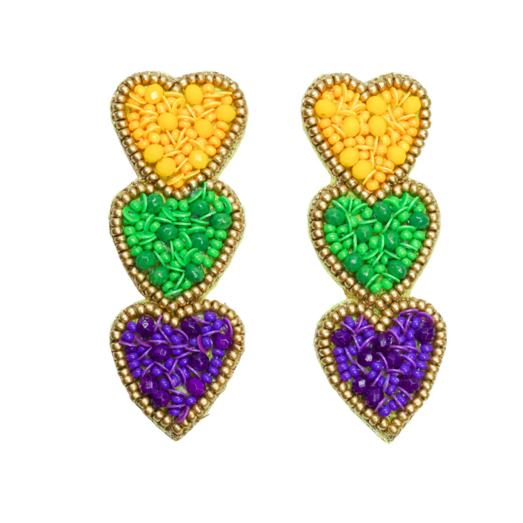 Mardi Gras triple star and hearts