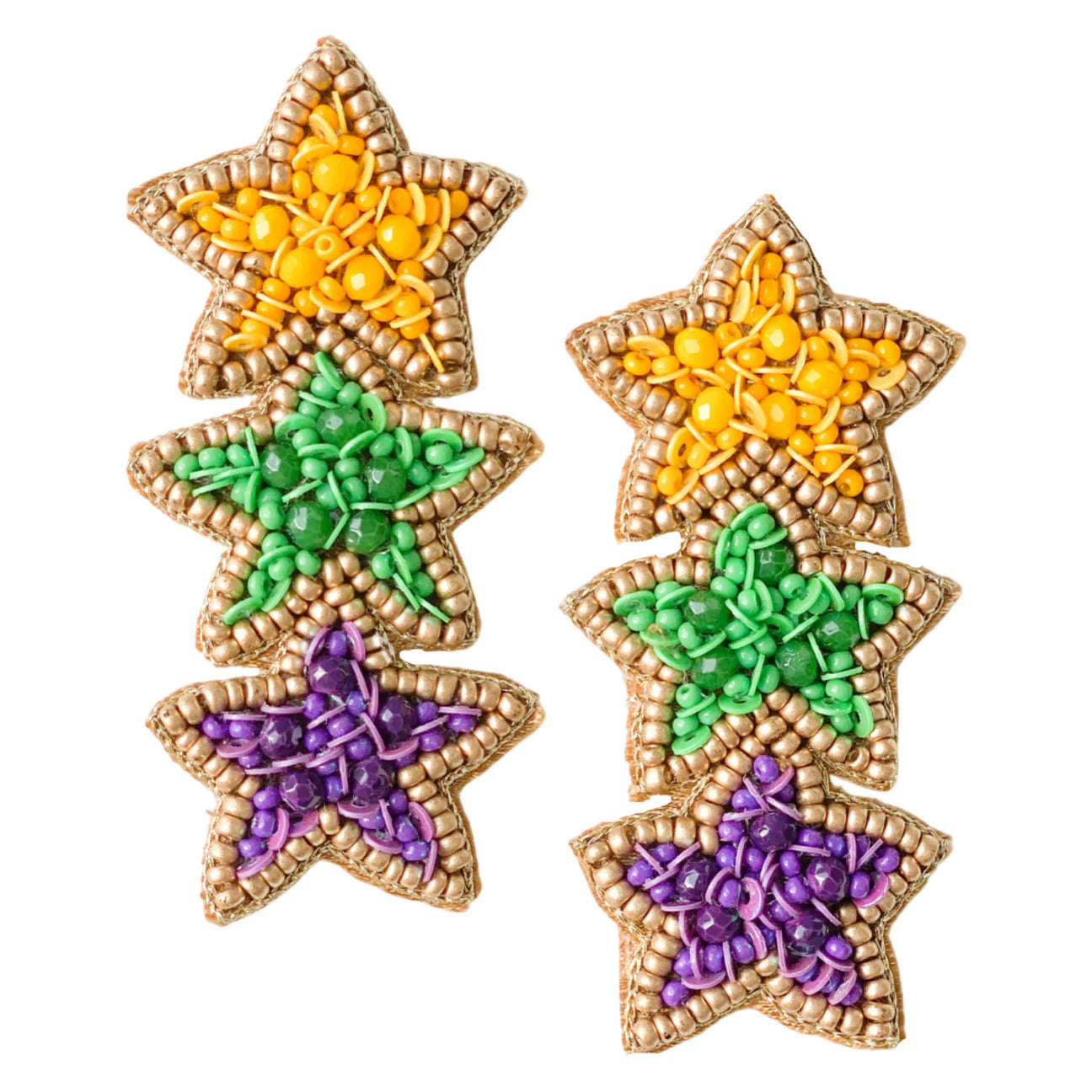 Mardi Gras triple star and hearts