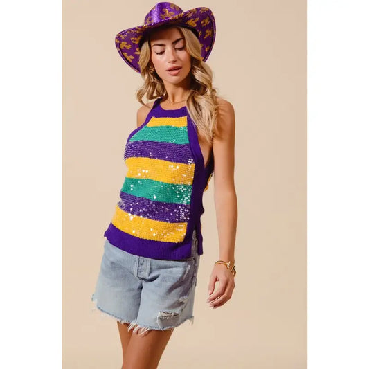 Mardi gras Sequins SweaterTank