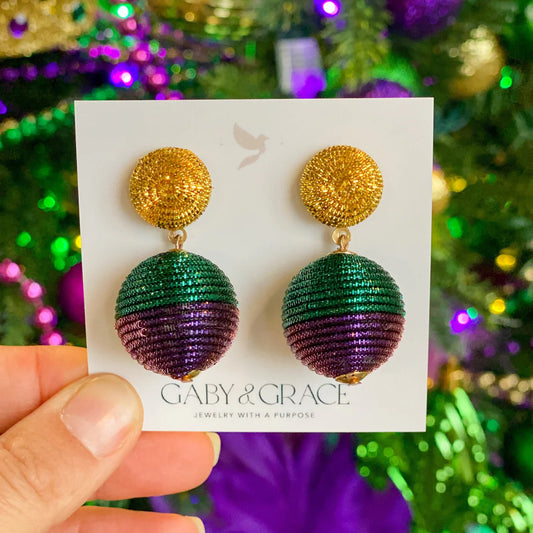 Metallic Mardi Gras Lantern Earrings