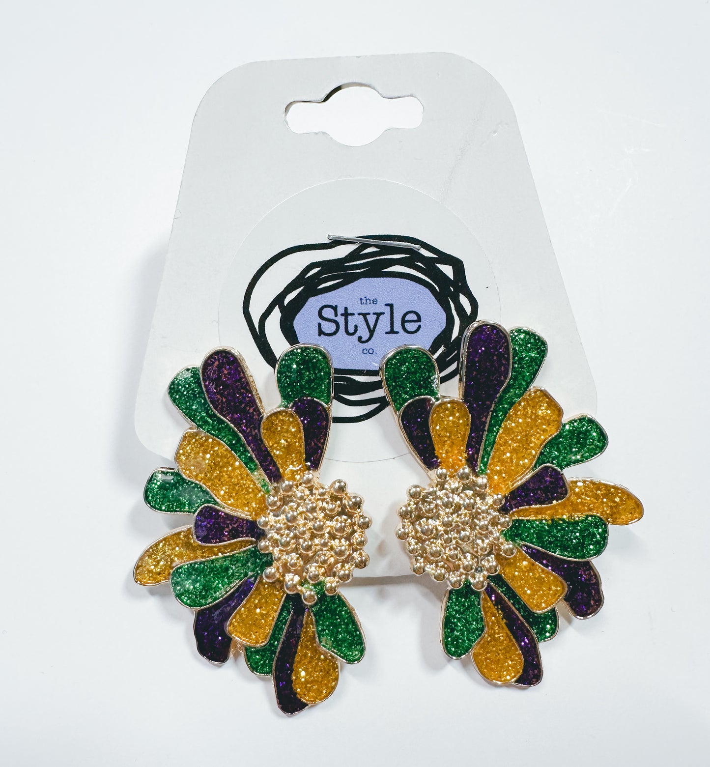 Mardi Gras Flower Earrings