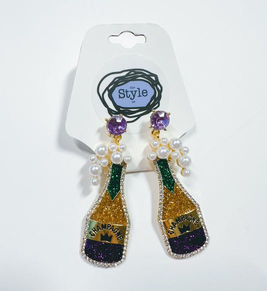 Mardi Gras Champagne Earrings