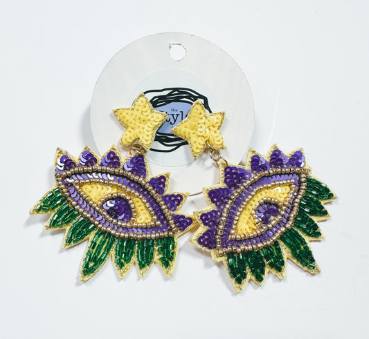 Mardi Gras Evil Eye Earrings