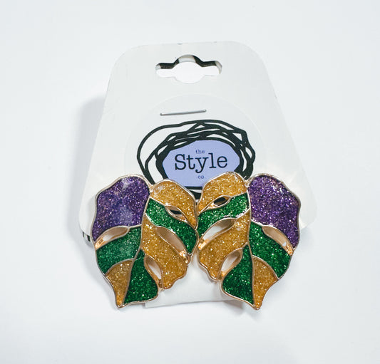 Mardi Gras Leaf Earrings