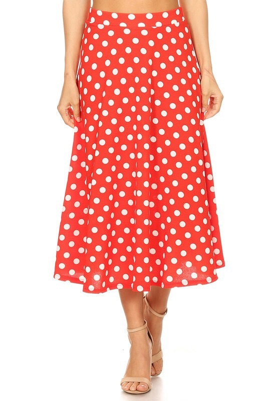 Polka Dot A-line Midi Skirt