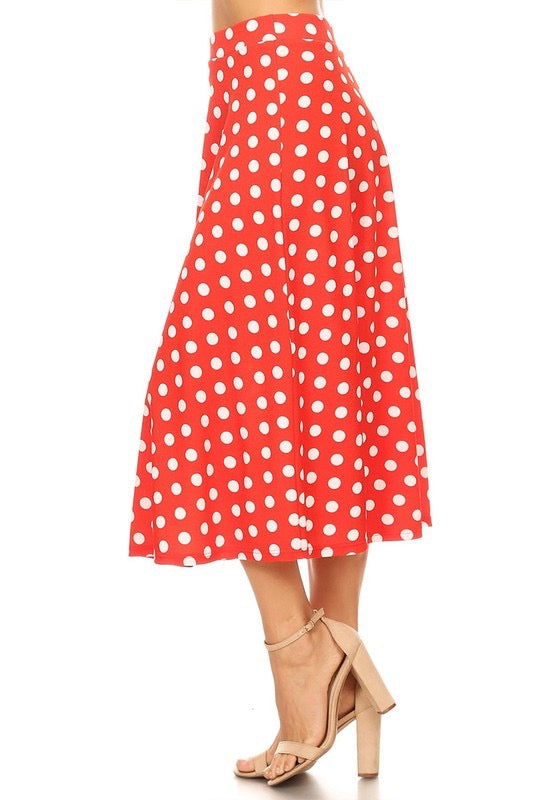 Polka Dot A-line Midi Skirt