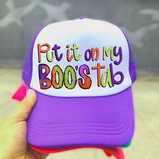 Halloween put it on my boo’s tab trucker hat