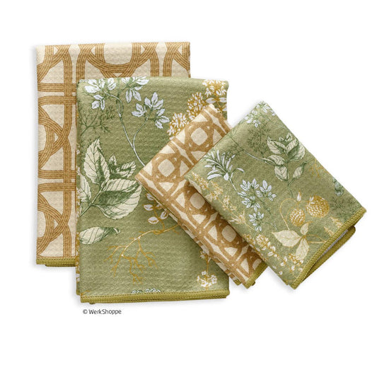 Kitchen Herbs All Purpose Towels, Ultra Absorbent, Set of 4