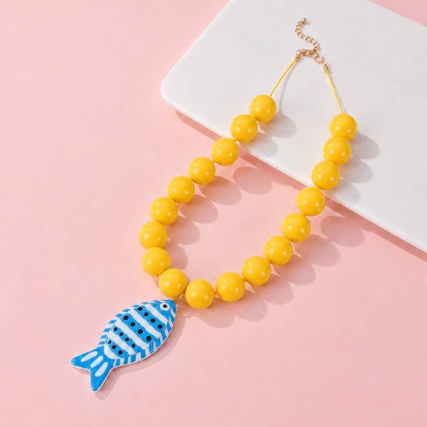 Fish Pendant Beaded Necklace