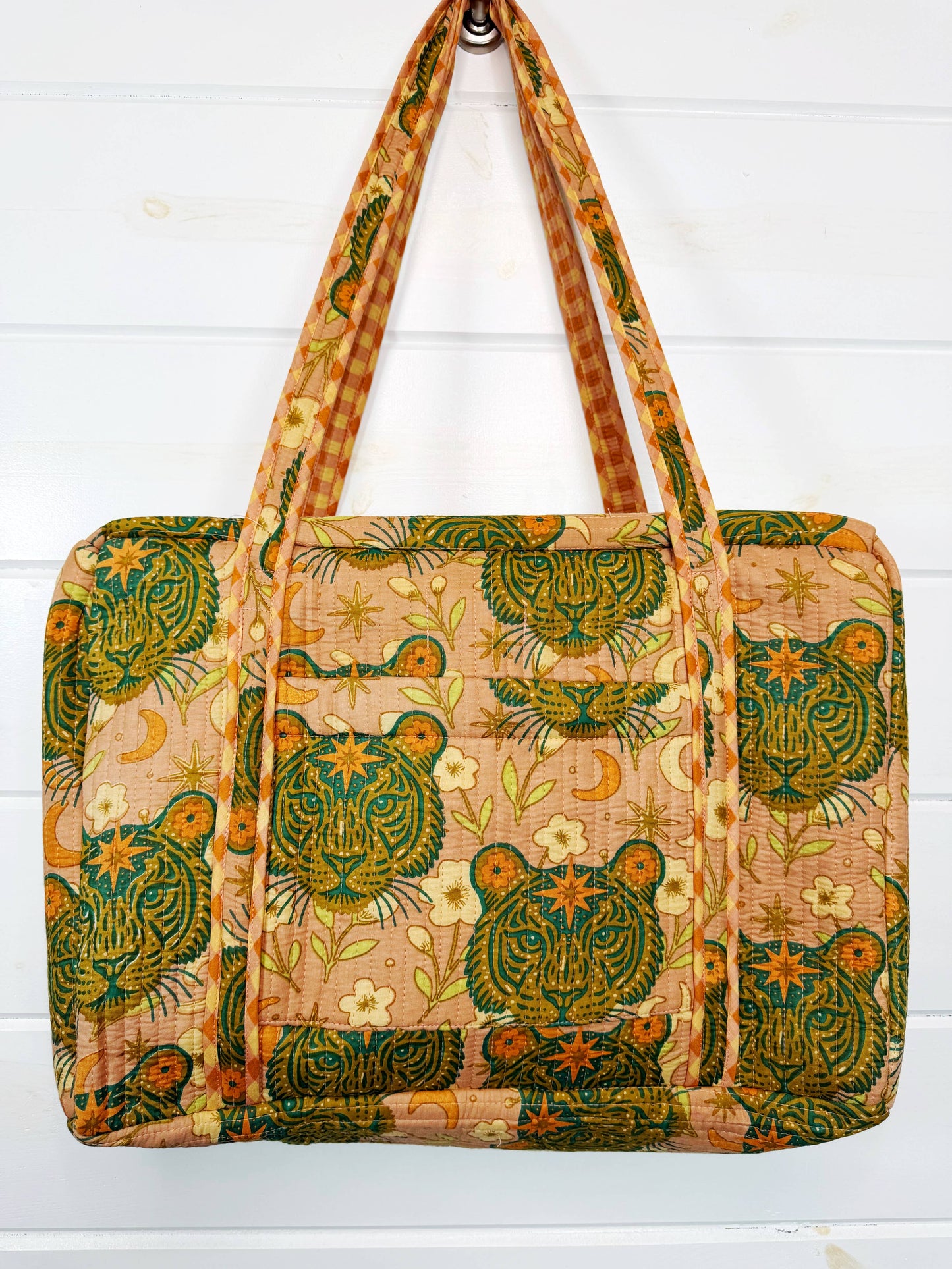Sandstone Celestial Tiger Quilted Weekender Duffle Bag