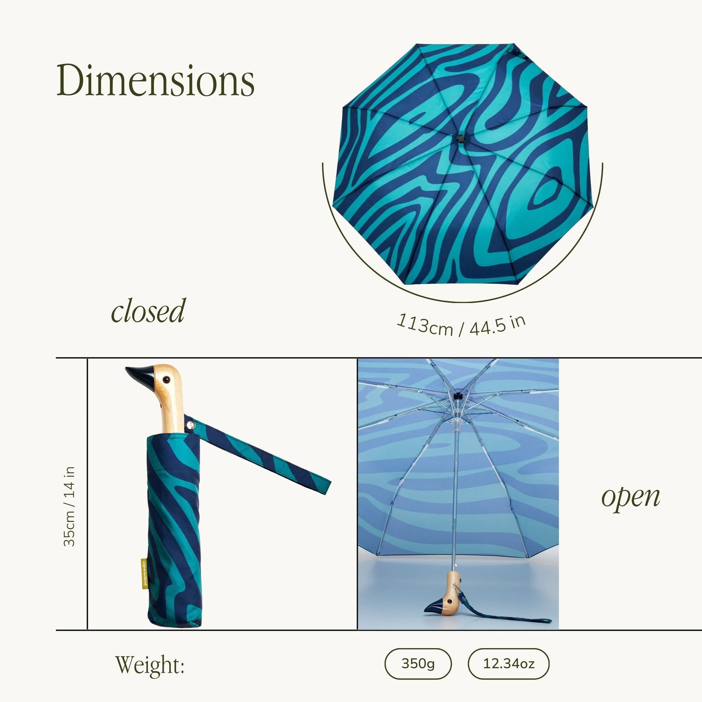Blue Swirl Duck-Head Umbrella