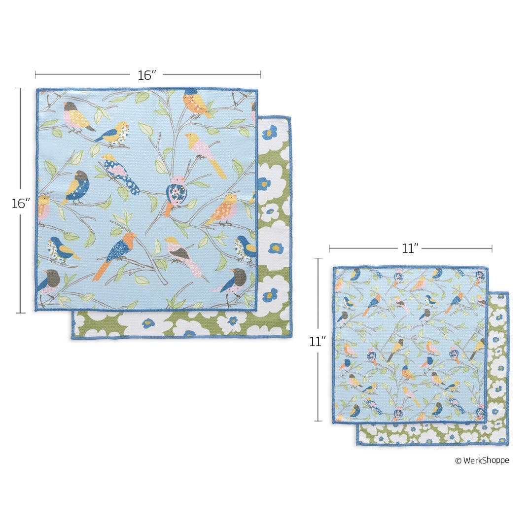 Floral Finch & Friends Towels, High Performance Waffle Weave