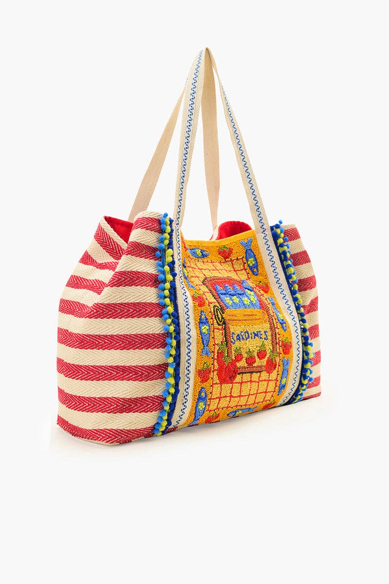 Deep Sea Sardine Beaded Coastal Oversized Tote