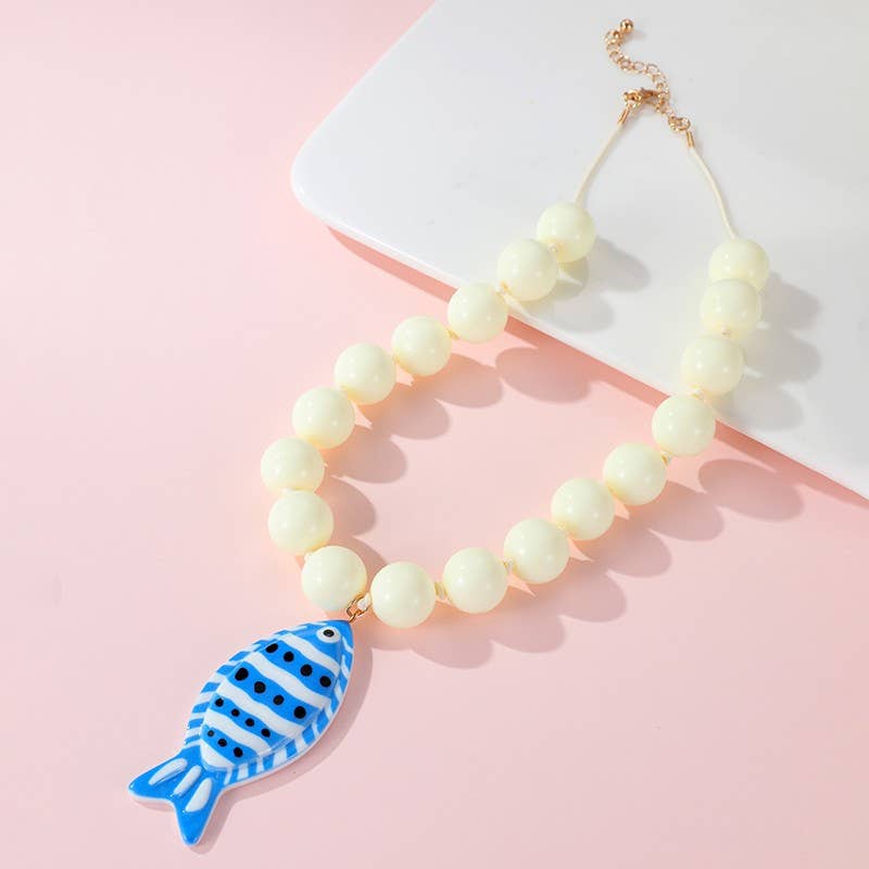 Fish Pendant Beaded Necklace