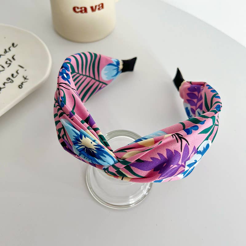 Tropical Floral Twist Headband