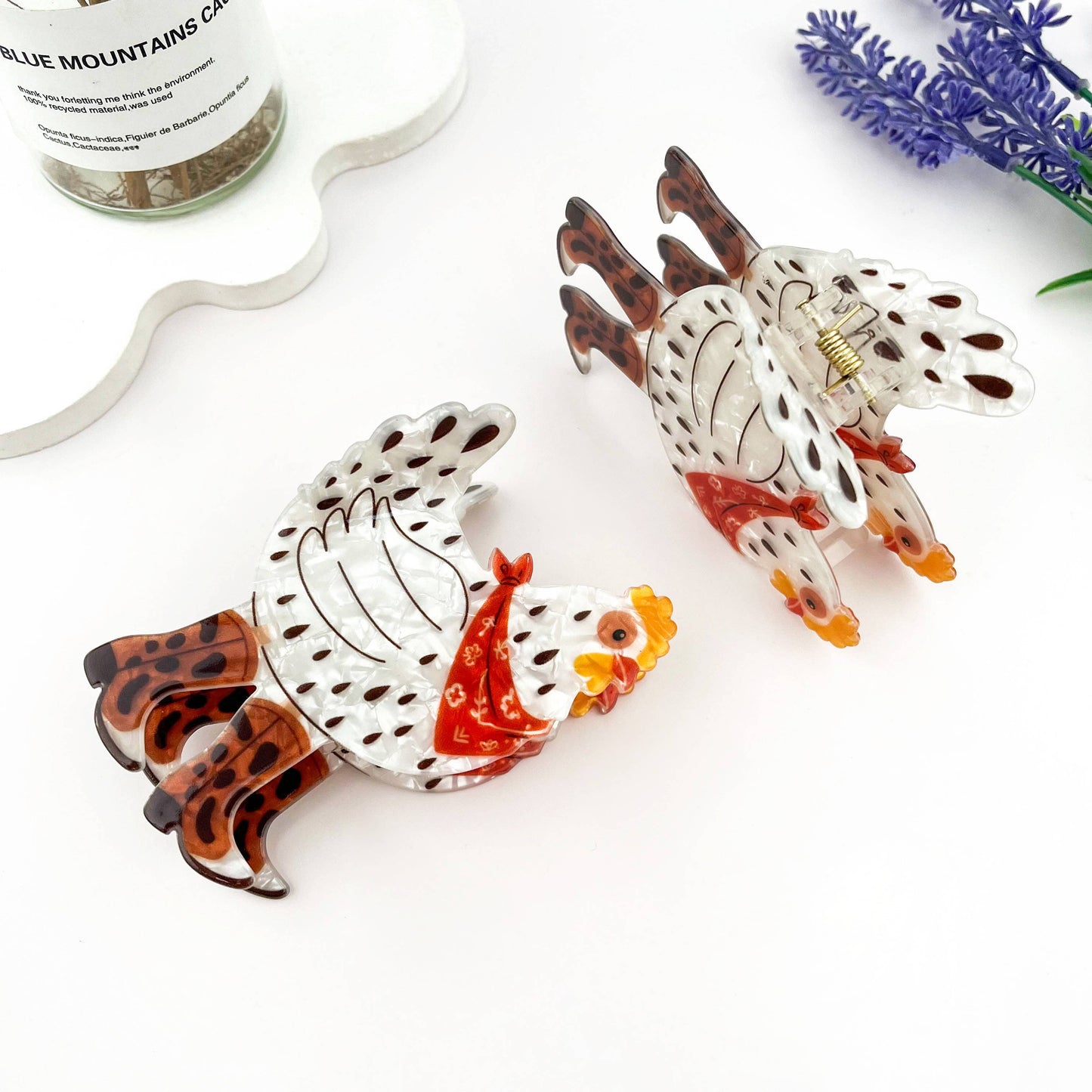 Cowboy Chicken Hair Claw Clip