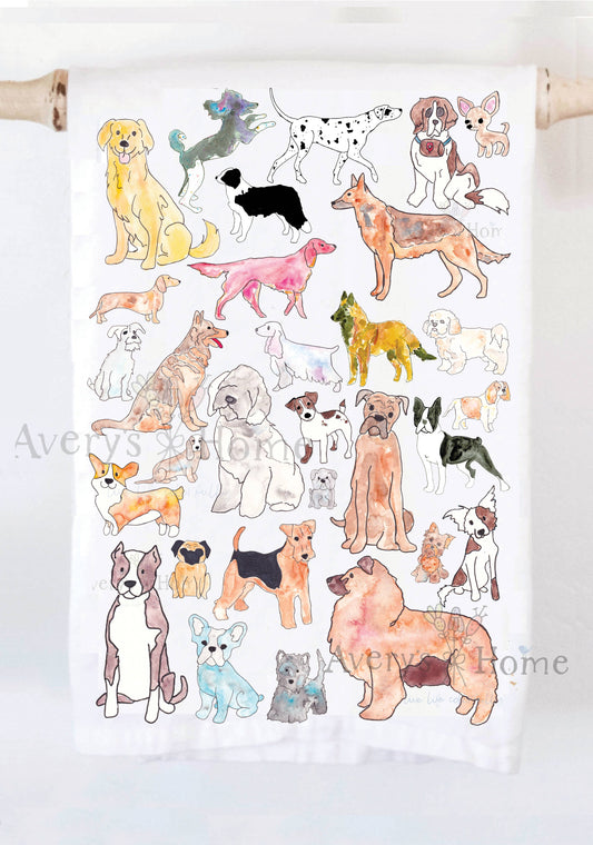 Different Dog Breeds Tea Towel