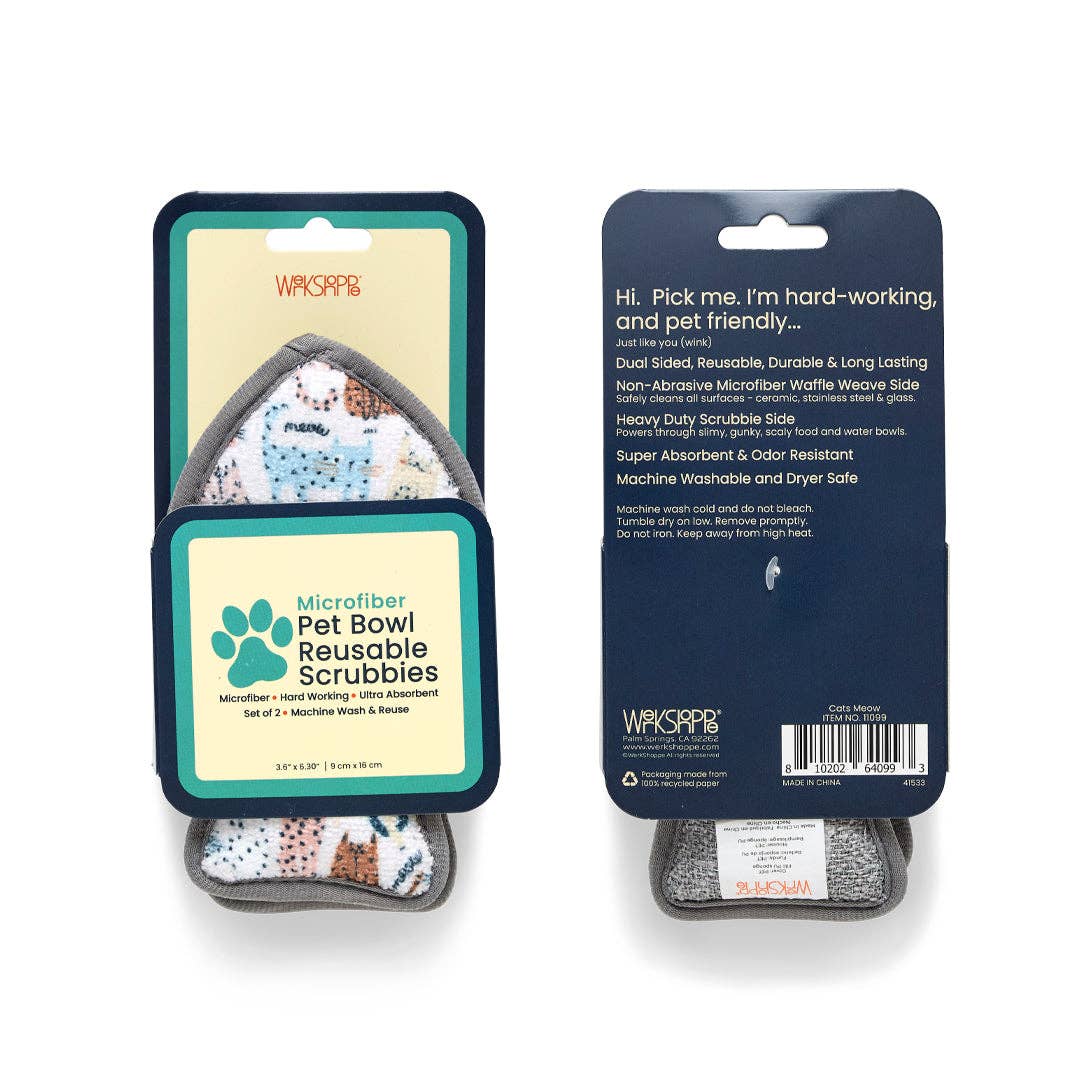 Cats Meow Reusable Microfiber Pet Scrubbies, Set of 2