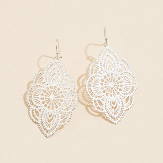 Moroccan Pattern Laser Cut Filigree Metal Earrings