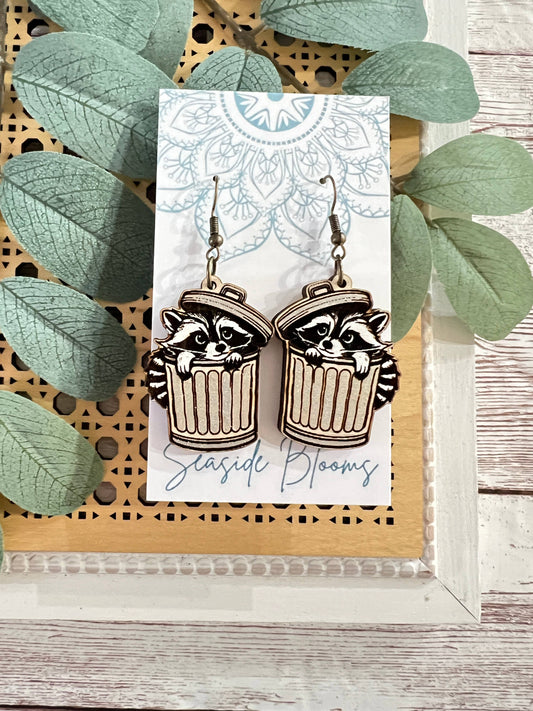 Raccoon cute hand painted lightweight maple wood 
