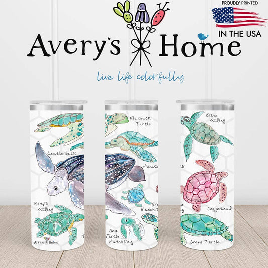 Sea Turtle Ocean Artwork Coastal 20 oz USA Skinny Tumbler